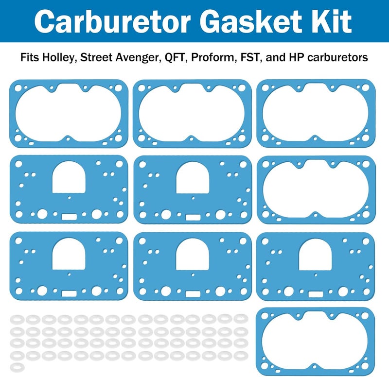 JIOTAR 4150 Carburetor Rebuild Gasket Kit For Holley 8-2000 M2300 4150 G59 8-2000QFT, Carburetor Bowl Gaskets Set Rebuild Kit Replacement Holley, Street Avenger, QFT, Proform, FST, HP - Image 3